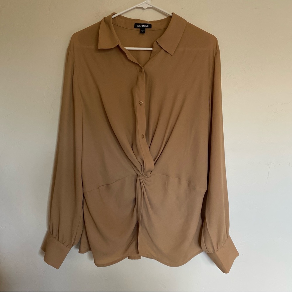 Express Mustard Yellow Twist-Front Blouse size L